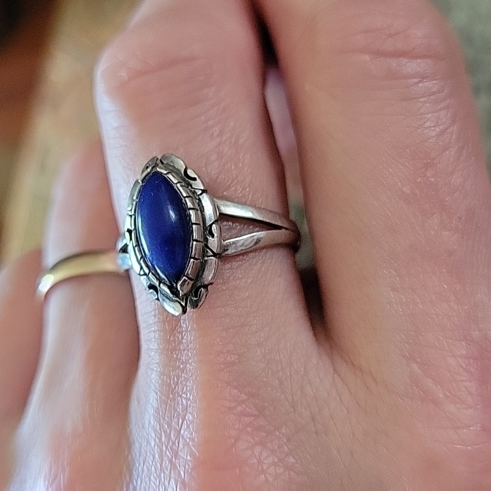 Sterling & Marquis Lapis Mexican Ring Hallmarked